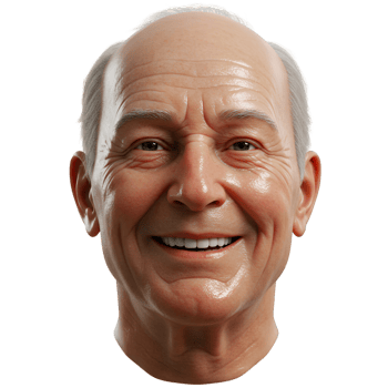 Elderly man bald head smiling warmly at camera png