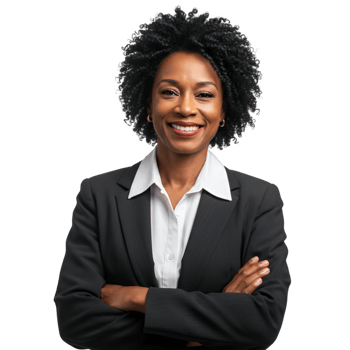 Professional businesswoman arms crossed showing confident workplace png