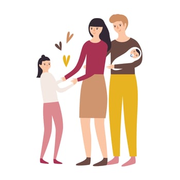 Family with parents and children illustration vector