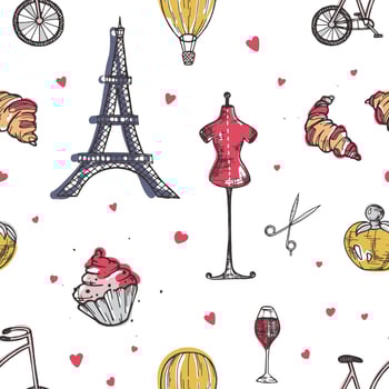 Eiffel Tower and sweets pattern vector