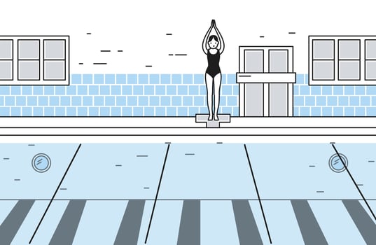 Diver at the edge of a pool vector