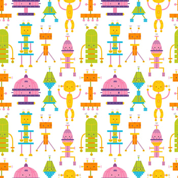 Pattern of colorful cartoon robots vector