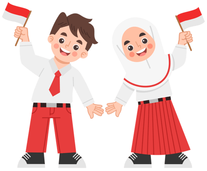 Illustration of children celebrating Indonesian Independence Day png
