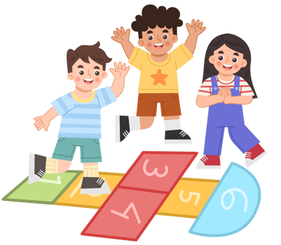 Illustration of Children Playing Hopscotch png