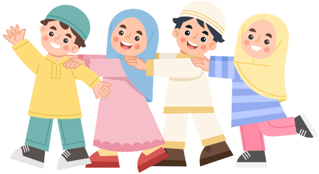 Illustration of Muslim children playing together png