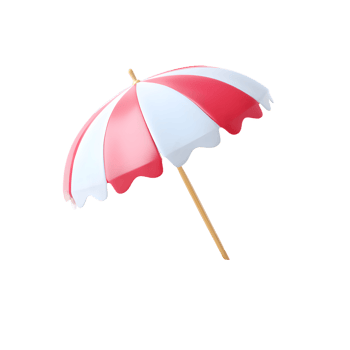 Glossy Detailed Beach Umbrella Illustration with Red and White Stripes png