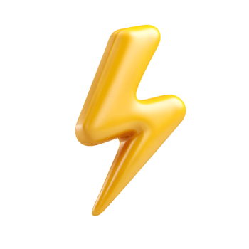 Glossy 3D Rendered Lightning Bolt Energy Power Symbol Illustration png