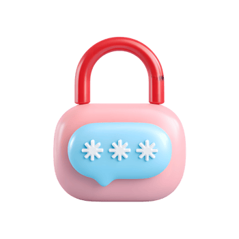 3D Rendering Shiny Padlock Password Protection With Speech Bubble Illustration png