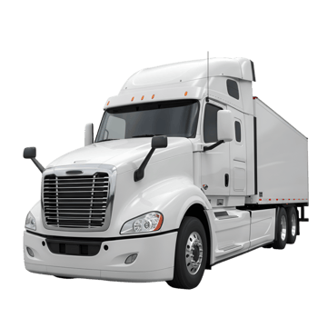 Large commercial truck trailer for transporting goods long distance png