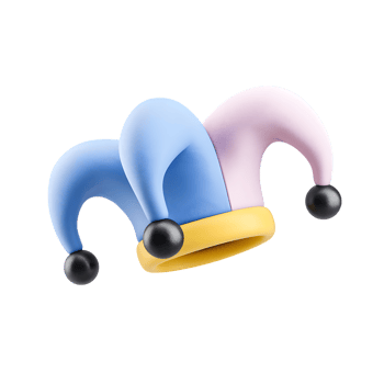 Playful 3D Rendering Jester Hat with Bells for Carnival Celebration png