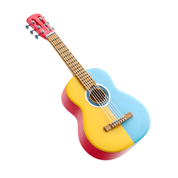 Colorful Creative Acoustic Guitar Musical Instrument with Isolated Transparent Background png