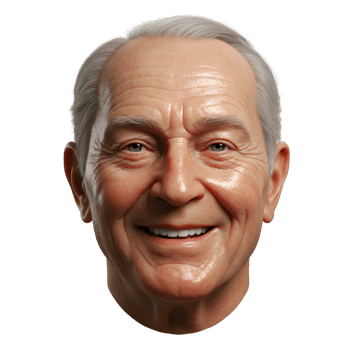 Elderly man wrinkled face and white hair smiling warmly png