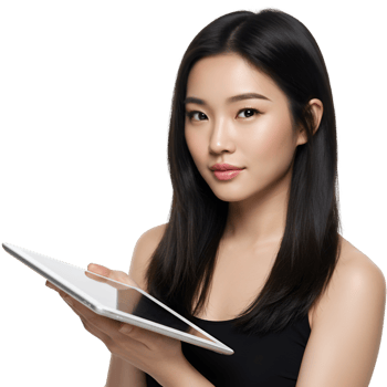 Asian woman reading book while sitting in comfortable position png