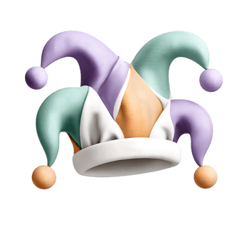 Stylized 3D Rendered Detailed Jester Hat with Pastel Colors Illustration png