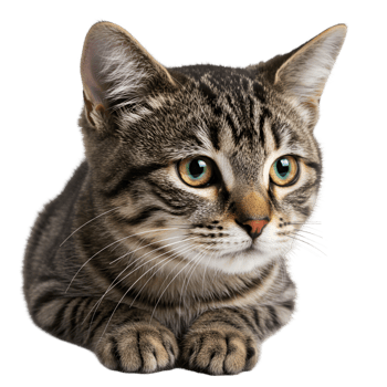 Tabby cat striped fur pattern sitting and looking forward png