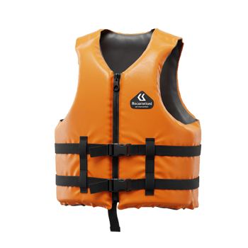 Orange life jacket vest straps for water safety protection png