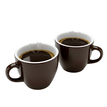 Two brown coffee mugs handles for hot beverages png