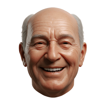 Elderly man wrinkled face and kind smile expression png