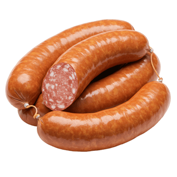 Cooked sausage brown casing and grilled meat texture png