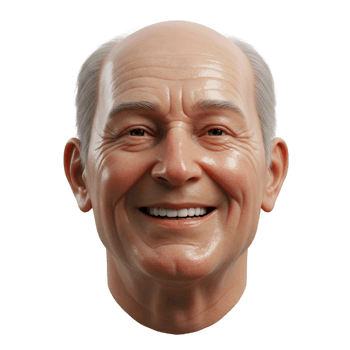 Elderly man bald head smiling warmly at png