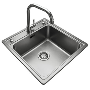Stainless steel kitchen sink faucet and drainage png