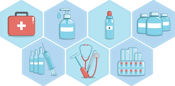 Collection of medical supply icons vector