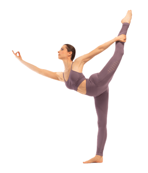 Young woman doing yoga or dance exercise png