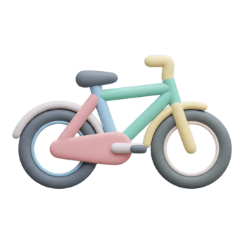 Cute pastel colored bicycle isolated on transparent background png