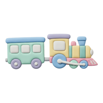 Colorful toy train isolated on transparent background png