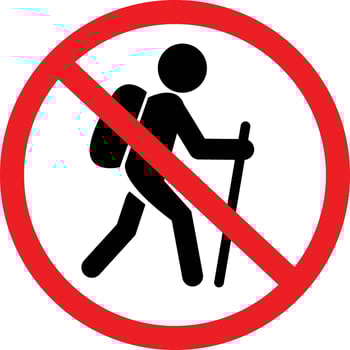 Nohiking icon on white background. No hiking allowed sign. prohibited area for hiking symbol. flat style. vector