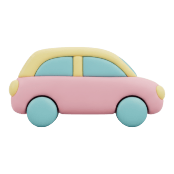 Pink and yellow toy car isolated on transparent background png