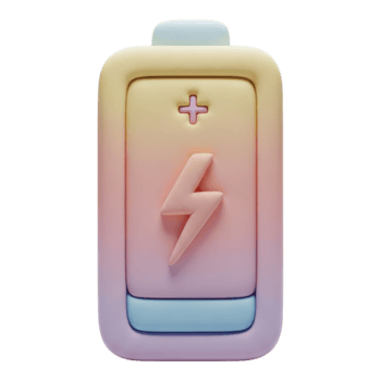 3d battery icon with pastel gradient and lightning symbol isolated on transparent background png