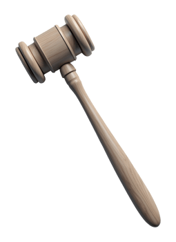 Wooden gavel symbolizes justice and authority. Essential for legal court and auction png