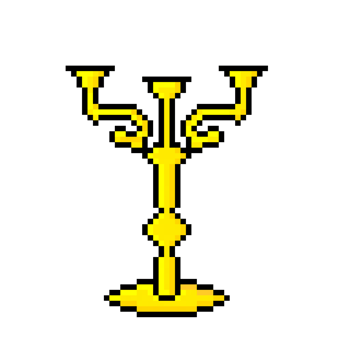 8bit pixel art of an empty gold candle holder on a transparent background png