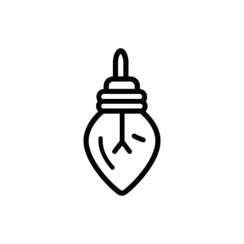 Black bulb outline features a rounded shape and simple internal filament on white background vector