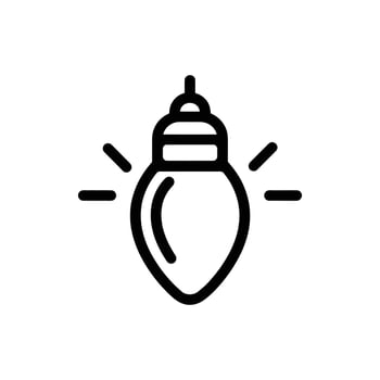 Black line festive light bulb shining brightly on a white background vector