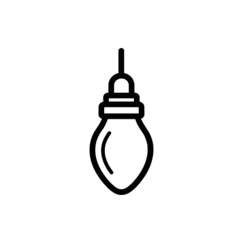 Black outline of a christmas light bulb on white background vector