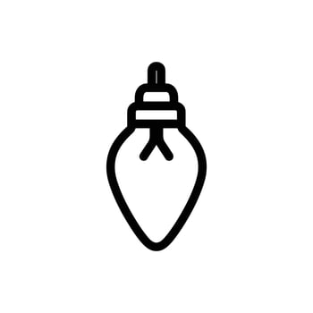 Black outline shows a christmas light bulb on white background vector