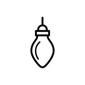 Simple hanging lightbulb features minimalist design with a single line on white background vector