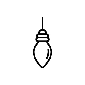 Simple line drawing depicts a single lightbulb hanging down on white background vector