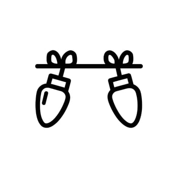 Two simple light bulb line icons are hanging in this minimalist art vector