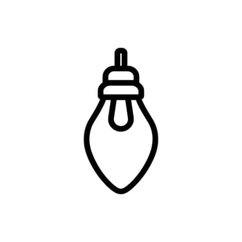 A black outline of a lightbulb design is centered on white background vector