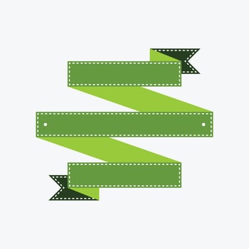 Stylish green ribbon banner with stitched edges ready for your custom message or promotion today vector