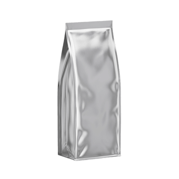 Silver foil coffee bag isolated on transparent background for branding and packaging png