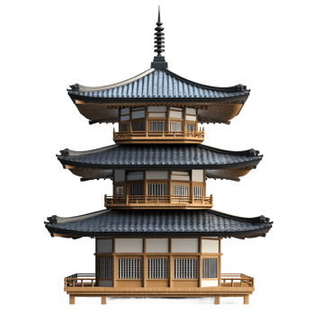 Intricate multi tiered traditional japanese pagoda architectural model isolated on transparent background png