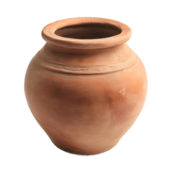 Ancient terracotta clay pot with a wide opening isolated on transparent background png