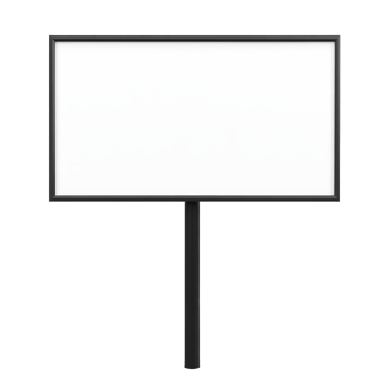 Blank rectangular sign on a single pole isolated on transparent background png