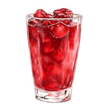 Refreshing red berry cocktail with ice and garnishes isolated on transparent background png
