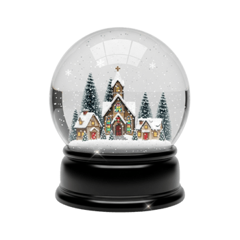 Snow Globe with Winter Village and Falling Snow png