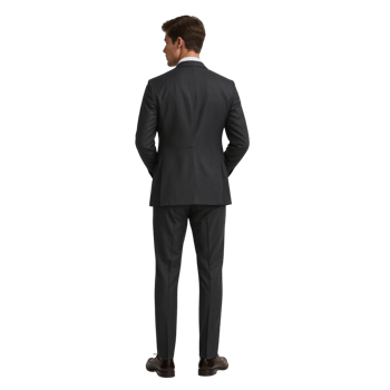 Rear view of professional man in tailored suit with clean simple presentation in studio environment png